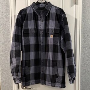 Carhartt Men's Checkered Black and Gray Shirt Jacket